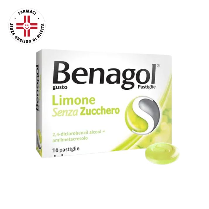 Benagol Pastiglie al Limone Antisettiche Senza Zucchero per la Cavità Orale, 16 Pastiglie